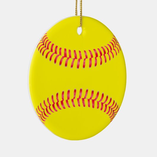 Yellow Fastpitch Softball Round Kerstmis Ornament (Rechts)