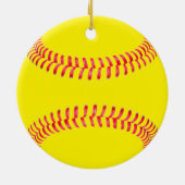 Yellow Fastpitch Softball Round Kerstmis Ornament (Achterkant)