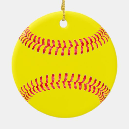Yellow Fastpitch Softball Round Kerstmis Ornament (Achterkant)