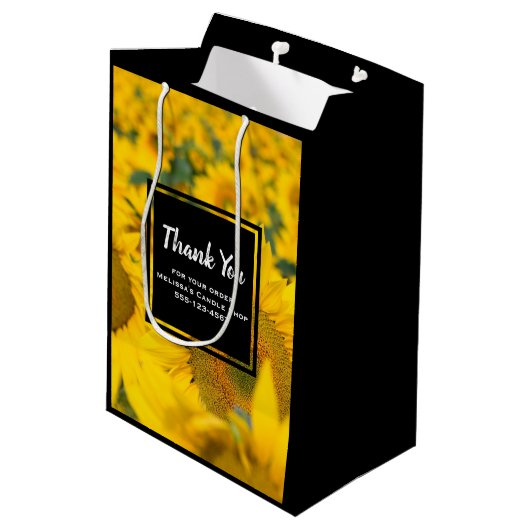 Yellow Field of Sunflower Business Medium Cadeauzakje (Achterkant Gekanteld)