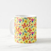 Yellow Fiesta Floral Gepersonaliseerd Initiaal Koffiemok (Voorkant links)