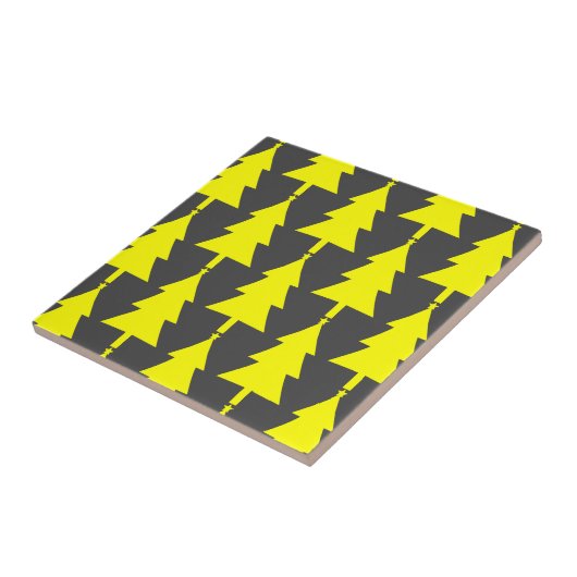 Yellow Fir kerstbomen Pattern Tegeltje (Zijkant)