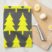 Yellow Fir kerstbomen Pattern Theedoek (Quarter Fold)