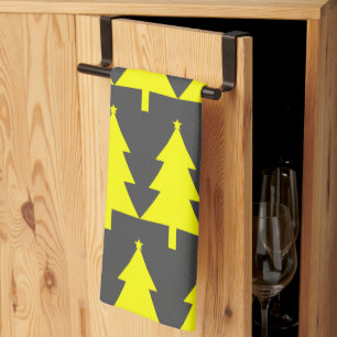 Yellow Fir kerstbomen Pattern Theedoek