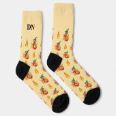 Yellow Firefighter Chili Pattern Naam toevoegen In Sokken (Rechts)