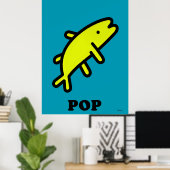 Yellow Fish Pop Art Bold Animal Cartoon Silhouette Poster (Thuiskantoor)