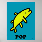 Yellow Fish Pop Art Bold Animal Cartoon Silhouette Poster (Voorkant)