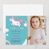 Yellow Flags Unicorn Verjaardag Uitnodigingen een  (Voorkant / Achterkant)