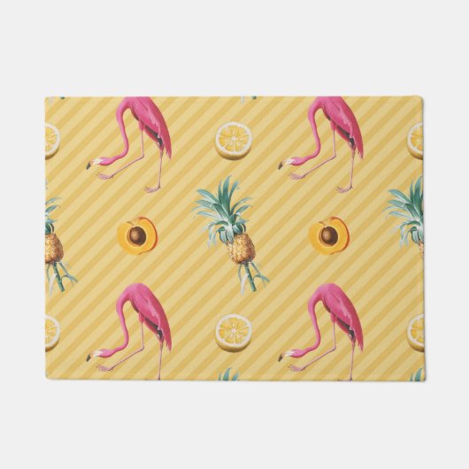Yellow Flamingo Mango Lemon Pattern Deurmat (Voorkant)