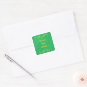 Yellow Fleur De Lis Rand Groen Opslaan Datum Stick Vierkante Sticker (Envelop)