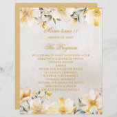 Yellow Floral 18 Candle and Rozen Ceremony Program (Voorkant / Achterkant)