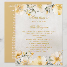 Yellow Floral 18 Candle and Rozen Ceremony Program