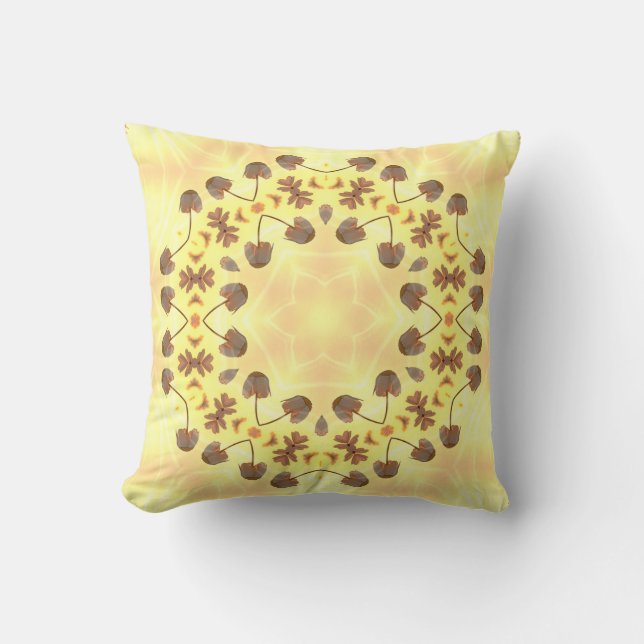 Yellow Floral Abstract Throw Pillow Kussen (Voorkant)