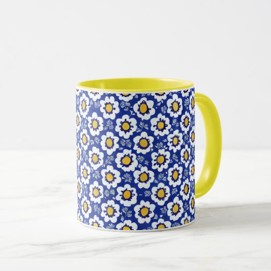 Yellow Floral Arabic Pattern Mok (Voorkant rechts)
