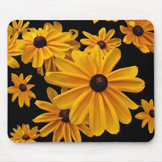 Yellow Floral Black Eyed Susan Flowers Mousepad Muismat (Voorkant)