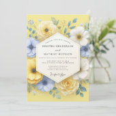 Yellow Floral Blossom Wedding Kaart (Staand voorkant)