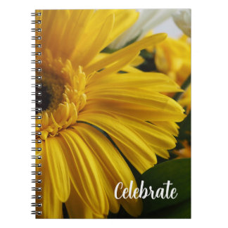 Yellow Floral Celebrate Photo Spiral Notebook Notitieboek