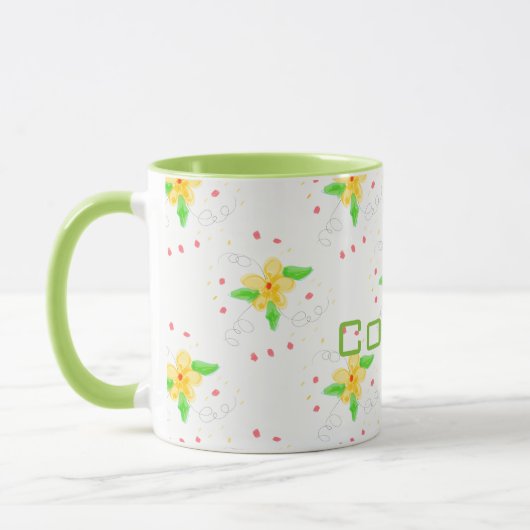 Yellow Floral Coffee Mok (Links)