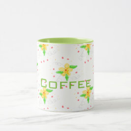 Yellow Floral Coffee Mok