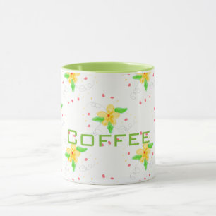 Yellow Floral Coffee Mok