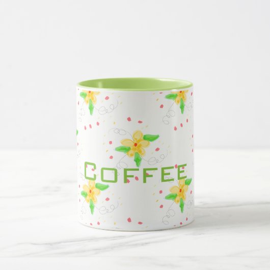 Yellow Floral Coffee Mok (Midden)