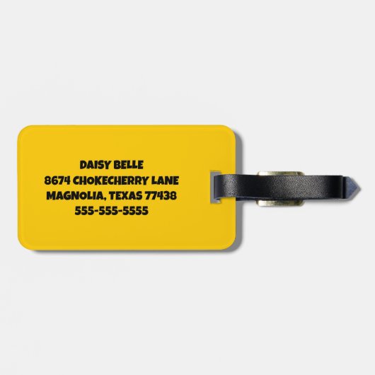 Yellow Floral Daisy Bagagelabel (Achterkant horizontaal)