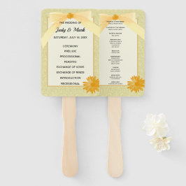 Yellow Floral Damask Wedding Programme Handwaaier
