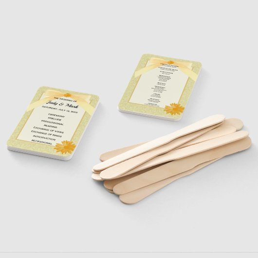 Yellow Floral Damask Wedding Programme Handwaaier (Niet-gemonteerd)