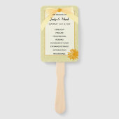 Yellow Floral Damask Wedding Programme Handwaaier (Voorkant)