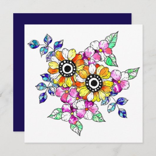 yellow floral decoration bedankkaart (Voorkant / Achterkant)