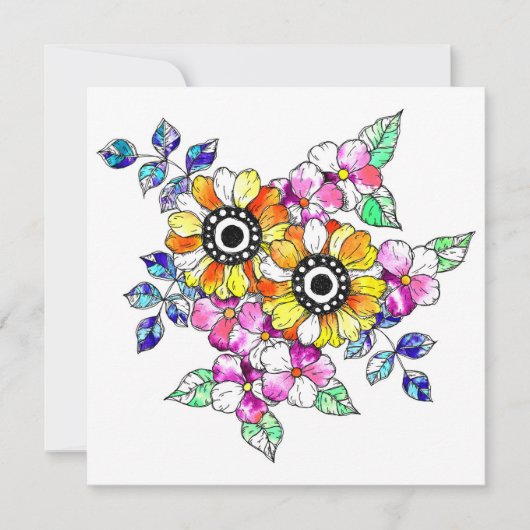 yellow floral decoration bedankkaart (Voorkant)