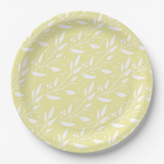 Yellow Floral Design Party Supply Bord (Voorkant)