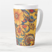 Yellow Floral en Paisley Latte Mok (Rechterhoek)