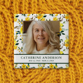 Yellow Floral Funeral Memorial Foto Button