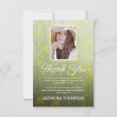 Yellow Floral Funeral Photo Bedankkaart (Voorkant)
