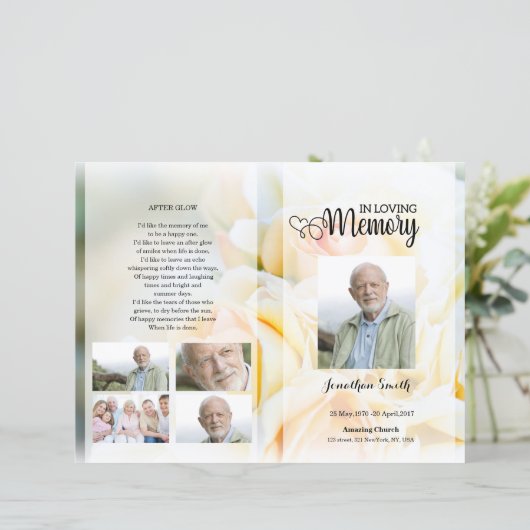 yellow floral Funeral Program template (Staand voorkant)