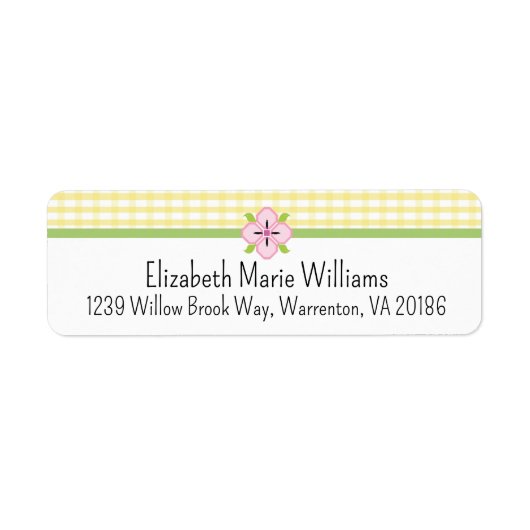 Yellow Floral Gingham Retouradres Etiket (Voorkant)