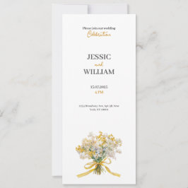Yellow floral golden chic wedding invitation kaart