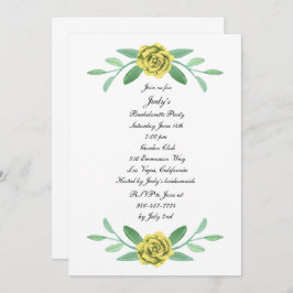 Yellow Floral Greenery Foliage Bachelorette Party Kaart