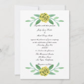 Yellow Floral Greenery Foliage Wedding Invitation Kaart (Voorkant)