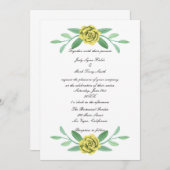 Yellow Floral Greenery Foliage Wedding Invitation Kaart (Voorkant / Achterkant)