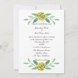 Yellow Floral Greenery Foliage Wedding Invitation Kaart