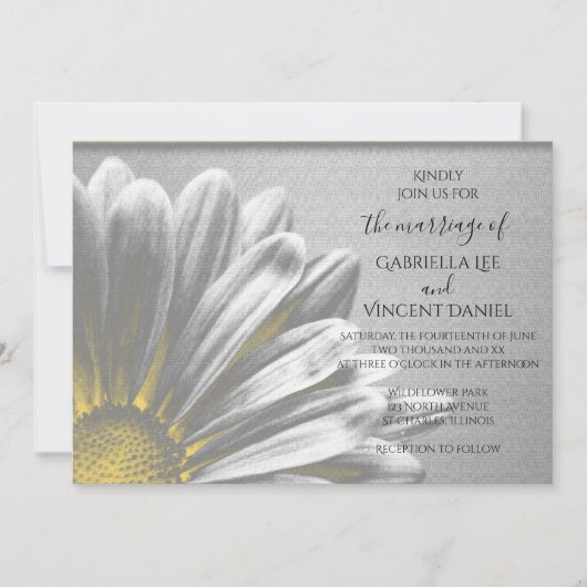 Yellow Floral Highlight Wedding Kaart (Voorkant)