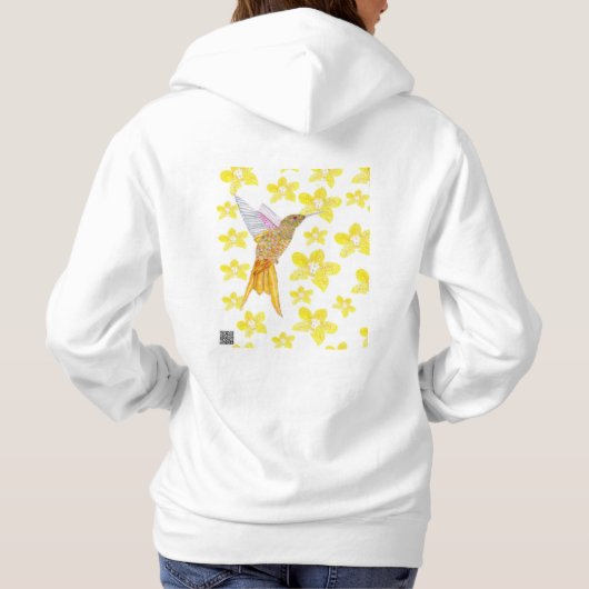 Yellow Floral Hummingbird Hoodie (Achterkant)
