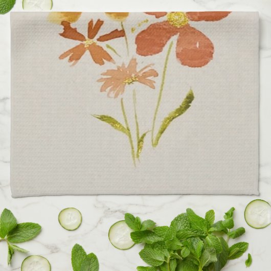 Yellow floral Kitchen Towel Theedoek (Gevouwen)