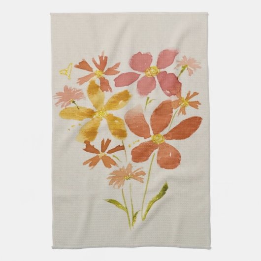 Yellow floral Kitchen Towel Theedoek (Verticaal)