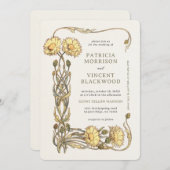 Yellow Floral Lijst bruiloft uitnodiging (Voorkant / Achterkant)