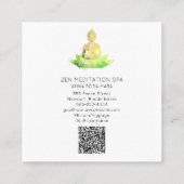 *~* Yellow Floral Lotus Buddha Meditation QR AP33 Vierkante Visitekaartje (Achterkant)