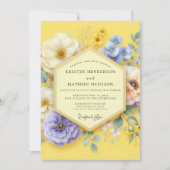 Yellow Floral Meadow Wedding Kaart (Voorkant)