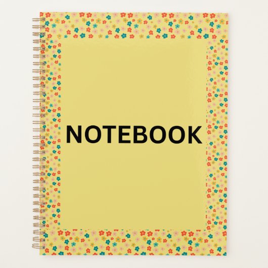 Yellow Floral Notebook | Cute Small Flowers & Colo Planner (Voorkant)
